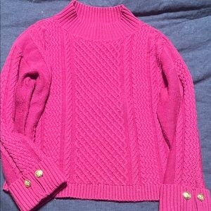 Talbots Fuchsia Cable Knit Turtleneck Sweater